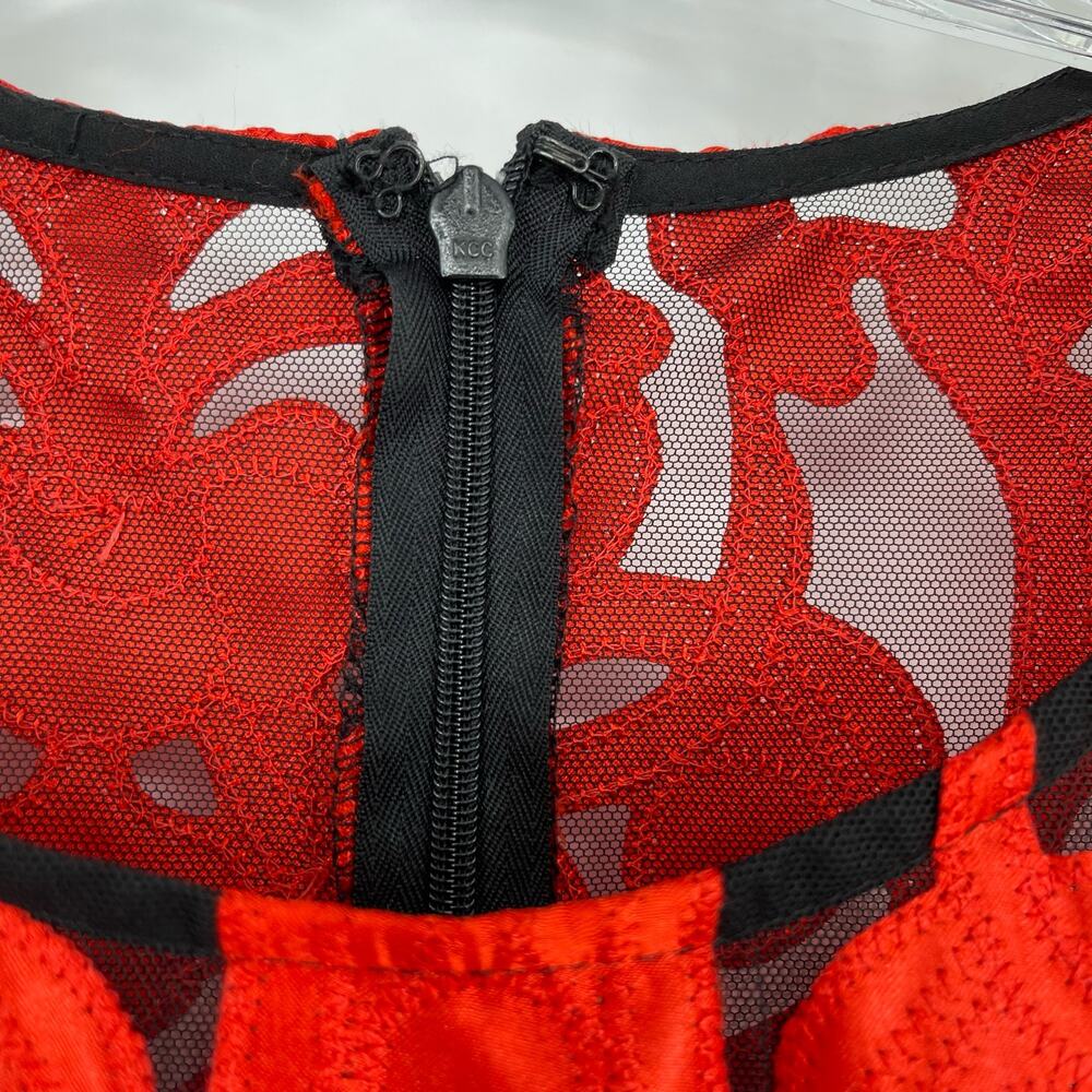 NWT Minuet Red Black Lace Dress Size Medium Beaded Belt Party Gothic Vampire - Picture 11 of 16